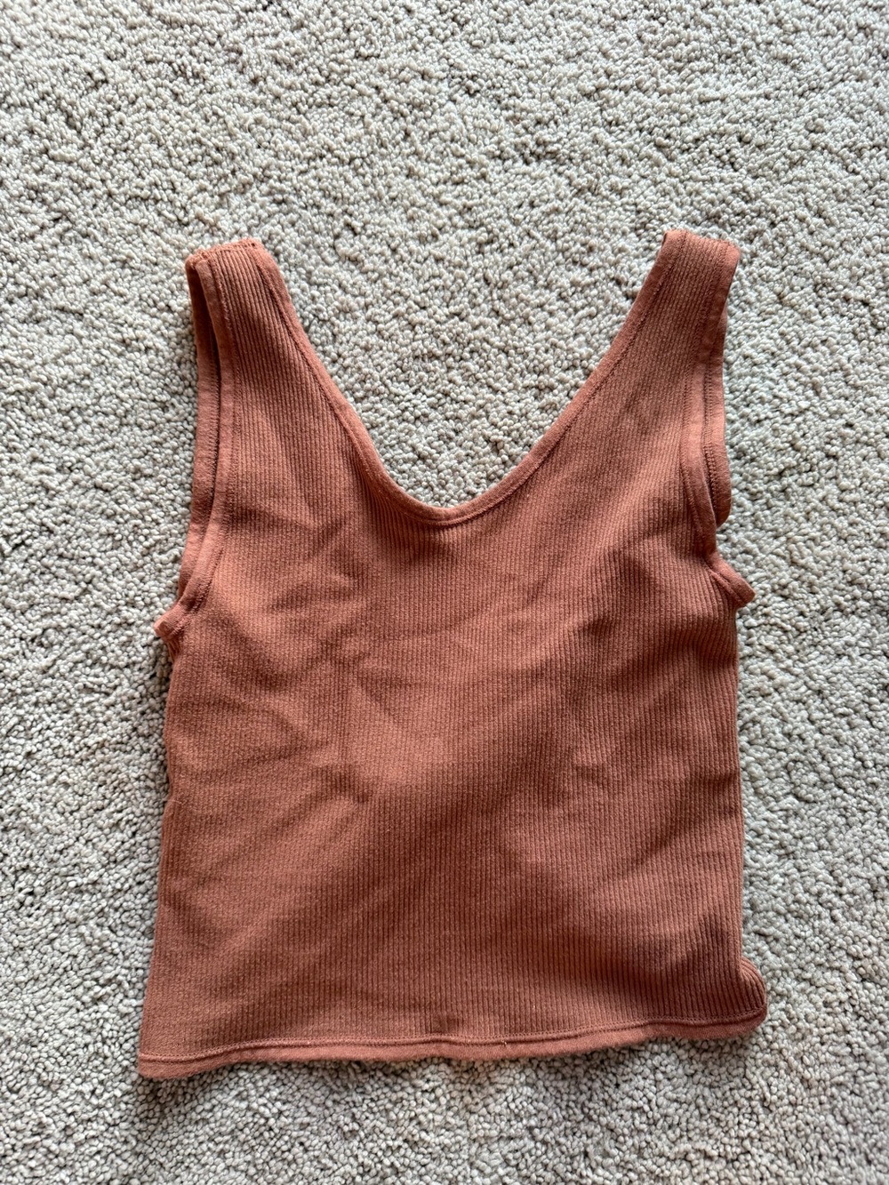 Twist Ribbed Crop Top - Rust - Picture 2 of 3